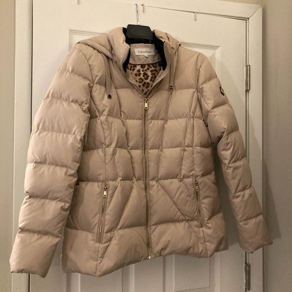 Calvin Klein beige down coat.